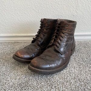 Franco Fortini Wing Tip Lace Up Classic Ankle Boots Mens Size 8 Brown Leather